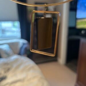 Modern Gold and Brown Geometric Hanging Accent with Matching Earrings